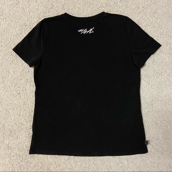KARL LAGERFELD Heart Eiffel Tower Stretch-Cotton T-Shirt Black Size S - Picture 7 of 10